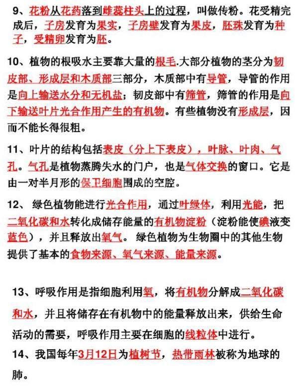 人教版:300道生物填空题!给孩子打印贴强背,会考成绩直逼99!