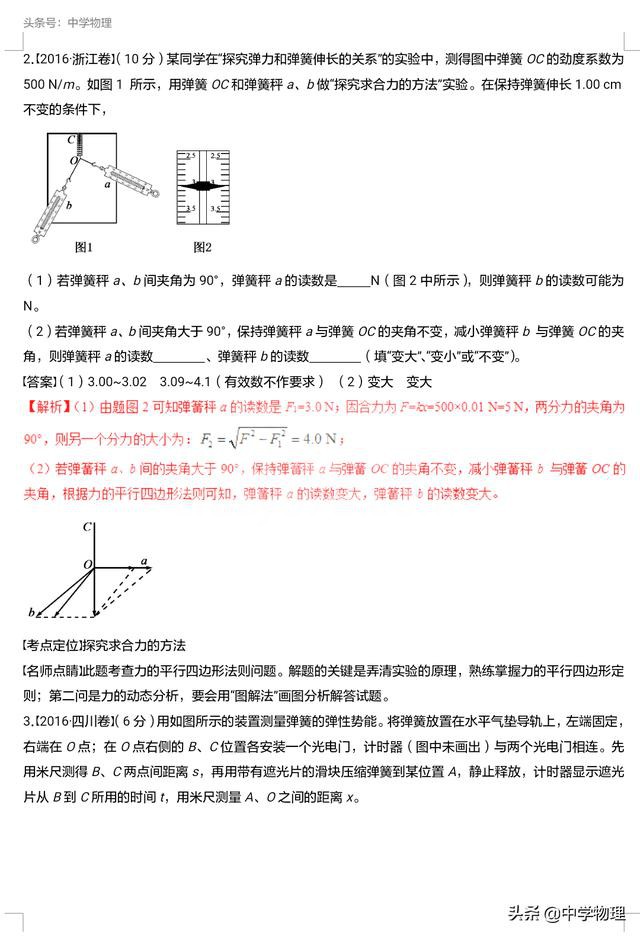 高考物理真题系列!专题十七——力学实验!高三学生不可不备!