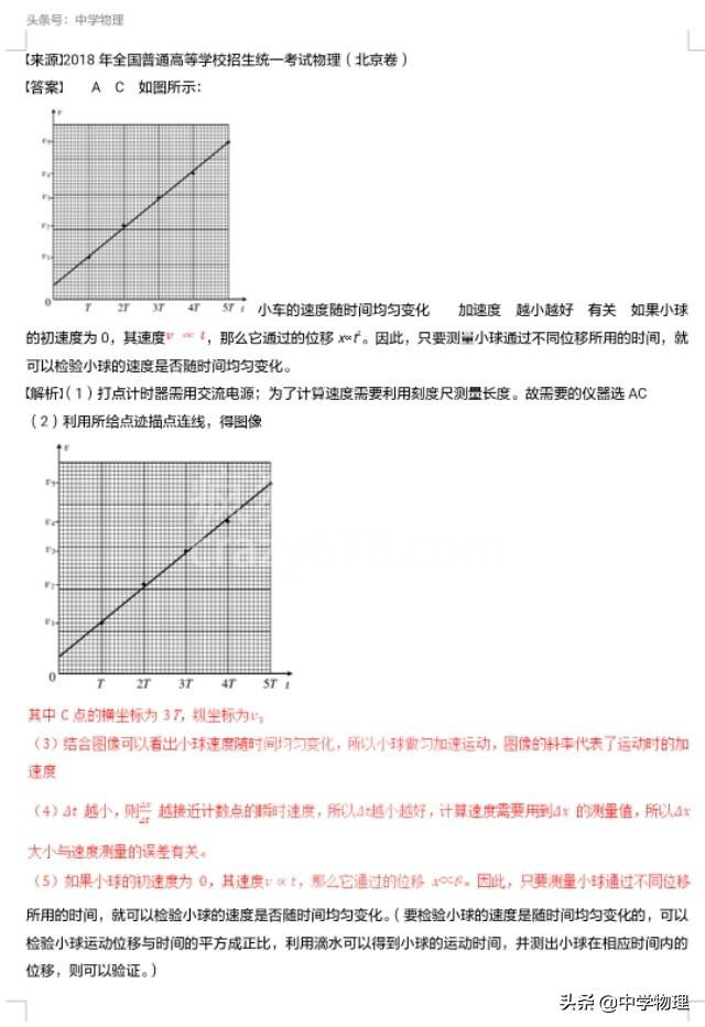 高考物理真题系列!专题十七——力学实验!高三学生不可不备!