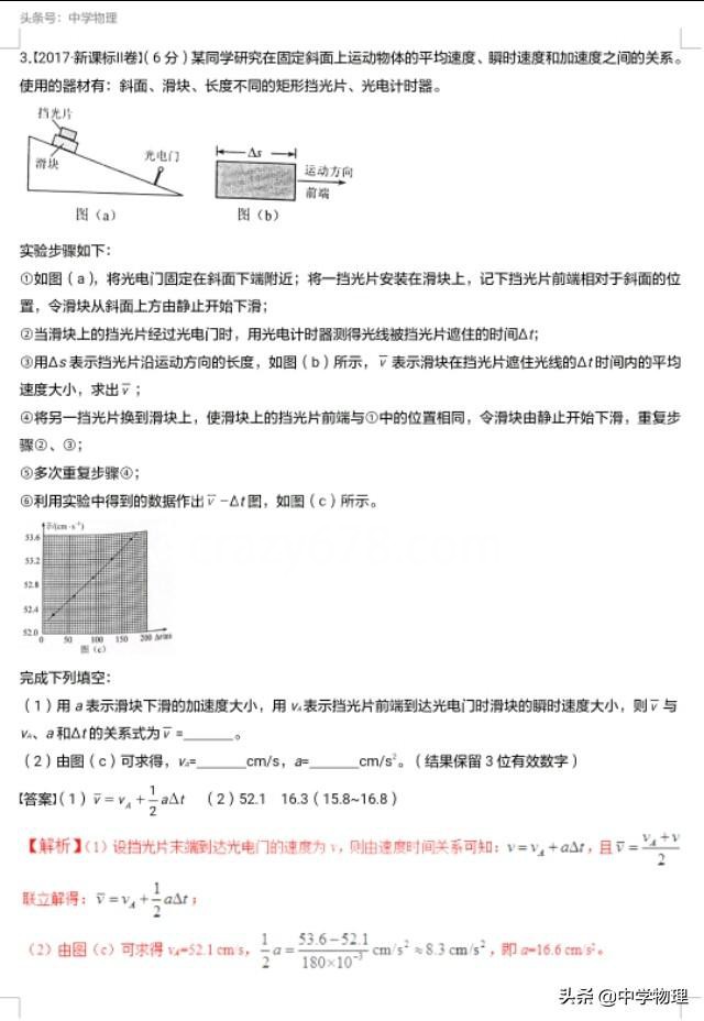 高考物理真题系列!专题十七——力学实验!高三学生不可不备!
