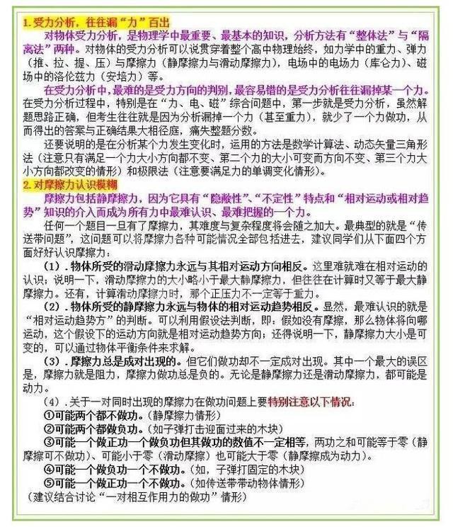 期末将至,为同学们整理了高中物理中出错频率最高的知识点